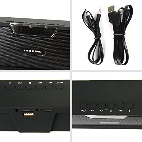 Sardine SDY019 Altavoz Est  reo Inal  mbrico Port  til al Aire Libre Soporte a FM Radio USB TF   MicroSD USB Negro