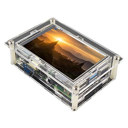 Preisvergleich Produktbild Ingeniously Display 3,5-Zoll-Touchscreen + Tasche mit Schutzhülle für Himbeer-Pi-4-HDMI-Display + Acrylgehäuse Eingebaute Helligkeitsanpassungstaste