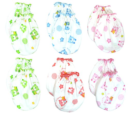 6 Pairs Mix color Scratch Mittens Gloves Cotton Baby Newborn Toddler