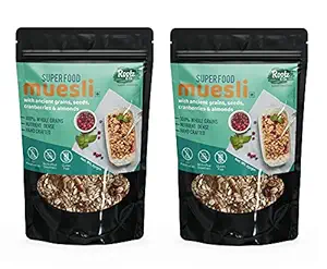Rootz & Co. Superfood Muesli 500g (Pack of 2) (250g each) - Gluten Free & Vegan Healthy Breakfast Cereal with No added Sugar for Diet & Weight Loss