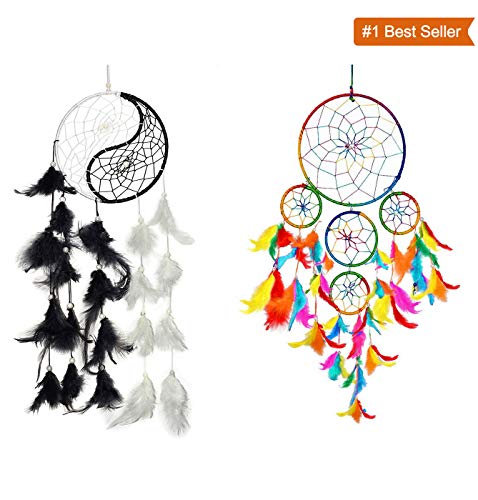 ARTBUG™ Dream Catcher 5 Rounds and Yin Yang Wall Hanging Combo (Pack of 2) for Positive Energy and Protection - for Home/Office/Shop/Rooms