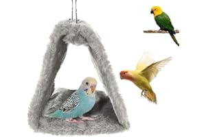 CQJ Bird Nest Snuggle Hut Soft Plush Hammock Hanging Cage Tent For Birds Parrot Winter Warm Bed Pet Toy for Hamster Parrot Macaw Budgies Eclectus Parakeet Cockatiels Cockatoo Lovebird (Grey)