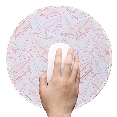 Gaming Mauspad(250 x 250 x 3 mm) ,Lizimandu Silent Designer Runde Round Mousemat /Standard Size mit Anti-Rutsch-Leder-Runde Double Sided Durchmesser 25 cm für alle gängigen Mouse-Typen(Rosa Kranich/Pink Crane) - 2