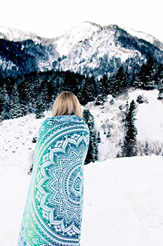 Groß Türkis Ombre indischen Mandala Tapisserie Hippie Hippie-Wandbehang/Tagesdecke Wohnheim dekorativer Wandschmuck Picknick Strand Tabelle Decke von bohomandala - 4