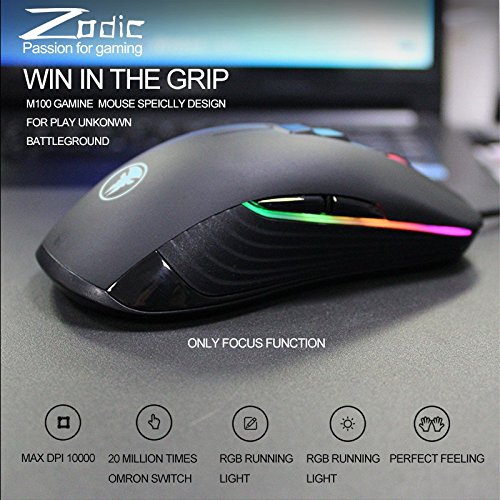 YockTec Rat  n Gaming Ambidextro 5000 DPI 9 Botones Programables Ratones Gaming Optico 6 colores RGB Retroiluminado Rat  n Ergon  mico Zurdo Diestro Gaming para Gamer PC Mac  Windows