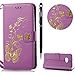 Produktbild HTC U11 Hülle,U11 Leather Handyhülle,WIWJ Handyhülle Wallet Case[Heißprägen Prägung Schmetterlinge Ledertasche] Flip Schutzhülle für HTC U11-Lila