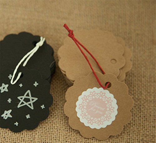 Hosaire 100 Etikett Runde Form Kraftpapier Tags Selbstgestalten Anhänger Etiketten DIY Deko Hochzeit Party Etikett Preisschild Schilder Geschenk Anhänger Kofferanhänger Label,6 cm - 5