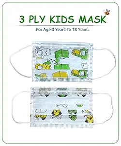 Acuron 3 Ply Kids Mask, Color White, Meltblown Layer, Pack Of 100 Pcs Pouch Pack,