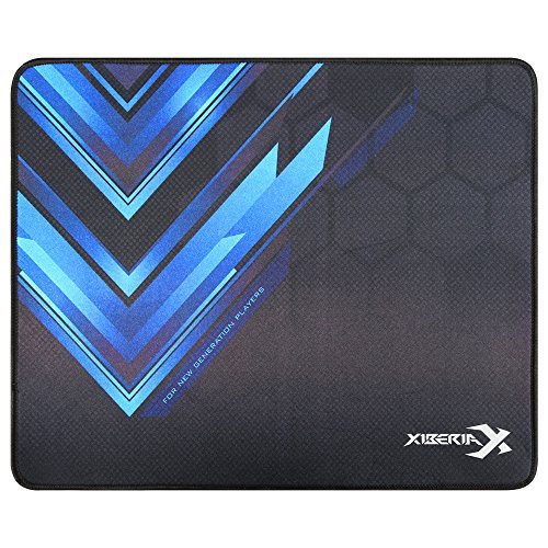 XIBERIA Gaming Mouse Pad / Mat with Textured Surface and Stitched Edges, Non-Slip Rubber 13.7 × 11 inches (Black)