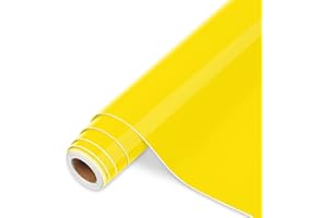 IIMAGINE VINYL Vinilo Adhesivo Amarillo - 30,5 cm x 366 cm de Vinilo Permanente Amarillo Brillante, Vinilo Amarillo para Cricut, Silhouette Cameo, la mayoría de las máquinas de corte