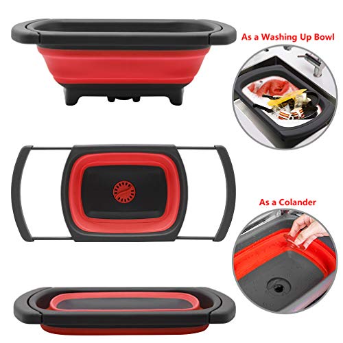 Phillwin - Cuenco plegable de lavado y desagüe para alimentos rosso