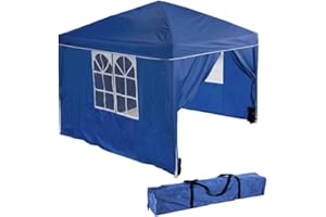 LOLAhome Carpa Cenador Gazebo Plegable 3 x 3 m Azul | Mejores Tubos de Acero de Alta Resistencia, Antiviento, 4 Bolsas Arena, Protección UV | Paredes: 2 Ventana +1 Cremallera +1 Cerrada