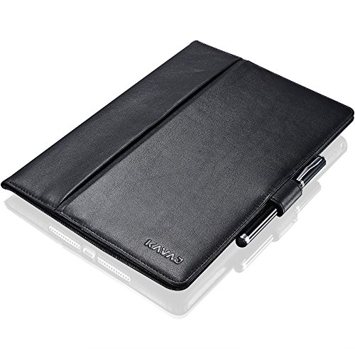 KAVAJ Ledertasche Case Hülle "London" Für Das Apple IPad Air 2 Schwarz Aus Echtem Leder Mit Standfunktion Inkl. Eingabestift. Dünnes Smart Cover Als Edles Zubehör Für Das Original IPad Air 2