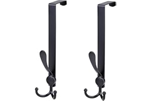 LYLIN Perchero Puerta 2Pcs, Colgador Puerta en Acero Inoxidable, Ganchos De Guirnalda Para Puerta Para Dormitorio, Baño, Cocina (Ancho 4.5 cm, Negro)
