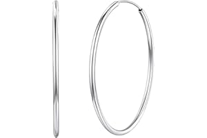 Silvora Creoles Oreille Femme Argent 925 Boucle d'oreilles 20/30/50/70 mm Or Rose/Noir/Argent Bijoux Cadeau Saint Valentin Fille Noël Anniversaire