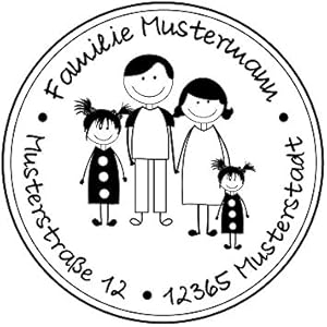 Familienstempel | Stempel personalisiert mit Familienname und Adresse | Adressstempel | Eltern mit 2 Mädchen