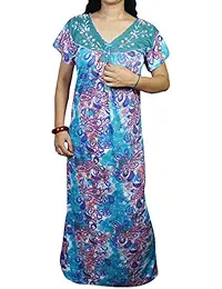 Indiatrendzs Sleepwear Womens Hosiery Lace Gown Nighty Ladies Half Sleeves (Chest 46)