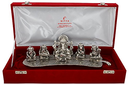 Exclusive Designer With Device Aluminium Silver Plated Musical Ganesha Oxidized with Velvet Box