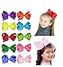 Ambielly 20Pcs Baby Girl Headbands Grosgrain Ribbon 6" Large Boutique Hair Bows Alligator Clips For Teens Kids (20 Solid Colors 6")