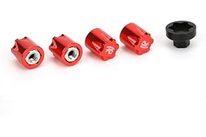 DILWE RC Wheel Rim, 4 PCS M4 Wheel Rim Center Cap Nut Compatible with Traxxas TRX4 Axial SCX10 90046 D90 Remote Control Car(Red)