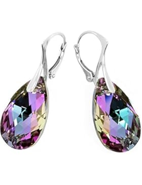 Ohrringe mit Klappbügel-Verschluss Sterling-Silber 925 Violetter Swarovski-Amethyst in Tropfenform