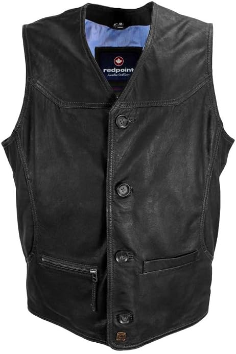 WESTERN-SPEICHER Lederweste Herren Aus Wildleder – Biker- & Truckerweste Mit Druckknöpfen, Größen S-5XL