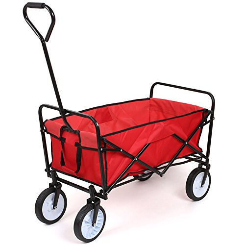 HOMFA Bollerwagen Transportwagen Handwagen Transportkarre faltbar Gartenwagen Gerätewagen 83x53x63cm bis 80 Kg 360° drehbar (Red)