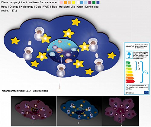 Preisvergleich Produktbild Kinderlampe mit LED-Nachtlicht (187-2-Dunkelblau-gl) / Motiv: Planetensystem