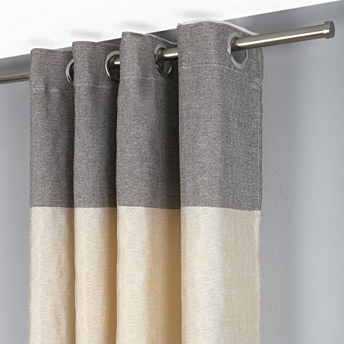 Gräfenstayn Ösenvorhang / Dekoschal Stripe 140×245 cm – halbtransparent – Vorhang Gardine Voile Batist (Braun / Beige) - 2