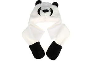 JK Home Bambini adolescenti cappello guanti sciarpa set cartone animato pile 3 in 1 partito animale cappelli sciarpa guanti guanti con tasche caldo peluche cappuccio Earflap Beanie