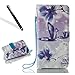 Produktbild Hülle für Huawei P8 Lite 2017,PU Leder Brieftasche Schutzhülle Tasche Handyhülle Schutz Hüllen für Huawei P8 Lite 2017,Leeook Cool Elegant 3D Kreative Lila Schmetterling Blumen Muster Malerei Entwurf Case Cover mit Stand Funktion Kartenfächer Magnetverschluss Magnet Kartensteckplatz Hinterschale Kartenschlitz Etui Schale Schutzhüllen Flip Klapp Wallet Cover Tasche für Huawei P8 Lite 2017 + 1 x Schwarz Eingabestift-Purple Butterfly Flower