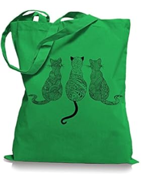 Ma2ca® Cats - Katzen Tragetasche / Bag / Jutebeutel WM101-kelly