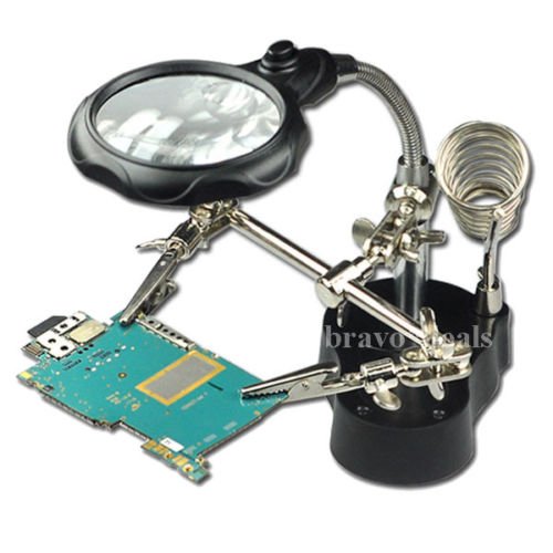 EMOTREE 3,5/12 Fach Dritte Hand Vergrößerung LED Lupe mit Halter Klemmen Platinenhalter Löthilfe Arbeitsplatz Tischlupe