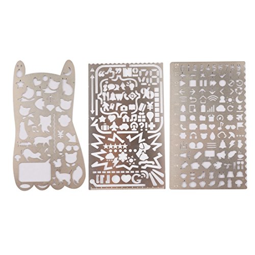 A-szcxtop Multifunktionale Zeichnungsvorlage Lineal, Malerei Graffiti, Creative Hand Zählen Grafiken Schablonen für Büro, Diary (3 PCS) - 2