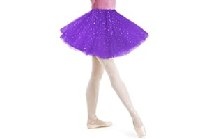 AYBUY Jupe Tutu pour Femme avec Paillettes Étoiles,3 Couches Jupe en Tulle Rétro Années 80,Fête Halloween Carnaval Costume De Fête,Tutu Rétro Accessoire Fluo Danse Habiller Fille