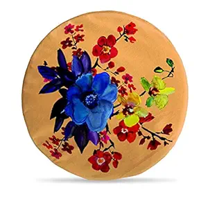 DreamVio Round Cushion/Foam Cushion Velvet Fabric Suitable for Wheelchair, Car Seat, Home, Outing Purpose (Multicolour, 14 x 14 inch) Design 33