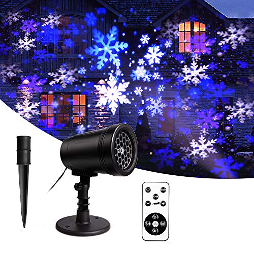 Luces de Proyector de Navidad YUE GANG Impermeable IP65 Copo Giratorio de Nieve Proyector LED para Navidad,Fiesta de Cumpleaños,Boda