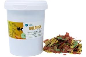 Goldfish Flakes Comida en Escamas para Peces de Agua fría, alimento Completo Natural, Dieta equilibrada para Todo Tipo de Peces de acuarios y Estanque de Agua fría, Plantasacuario 500 ml