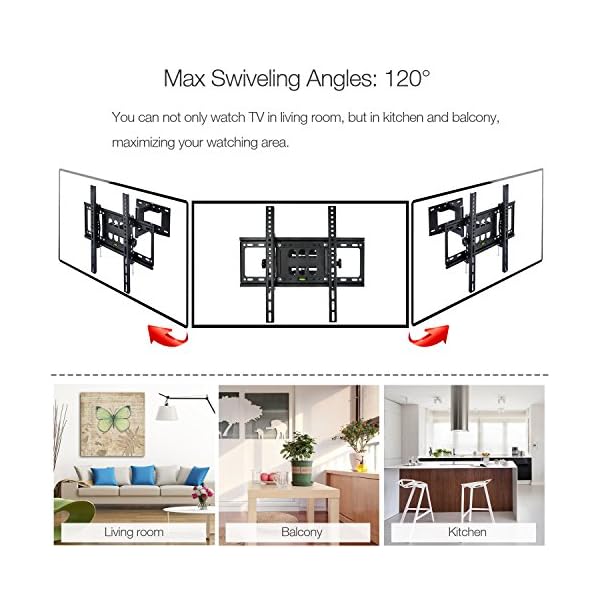Funime Tilt & Swivel TV Wall Mount Bracket for 32 - 55 Inch LCD, LED, 3D, Plasma Screens - Weight Capacity 25kg(55lbs) - Max VESA 400x400mm - 10 Year Warranty - Image 6
