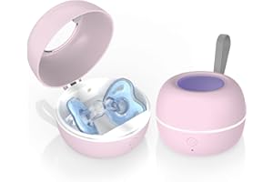 MOMMED Stérilisateur UV Portable Amélioré, Stérilisateur Portable pour Tétines, Stérilisation à 99,99% en 3 Minutes, Autonomie de 270 Minutes, Désinfecteur de Tétines pour Bébé en Déplacement (rose)