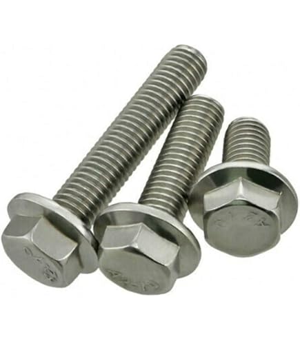 Bykonh M8-1.25 x 20mm Flange Bolts Flanged Hex Screws, DIN 6921, Stainless Steel 18-8 (304), Plain Finish, Fully Threaded, 10 PCS