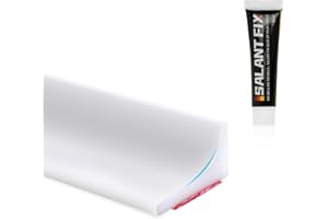 Flintronic Autoadesiva Silicone Doccia Barriera, 300CM Pieghevole Bagno Acqua Barriera, Soglia Doccia, Guarnizioni Doccia, Bordo Doccia, Striscia di Ritenzione Idrica Della Soglia Del Bagno(Bianco)