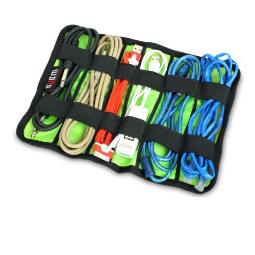Wrap Universaltasche Tasche für Zubehör wie Kabel und Stift Organisator (Groß, Schwarz) - 4