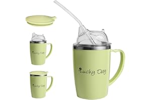 XPJBKC Adult Sippy Cups for The Elderly Non Spill, 3 in 1 Sippy Cup for Adults, 350ml Anti Choke Spill Proof Cups with Lid and 30cm Straw, Beakers for Elderly for Disabled Adults Drinking Aids