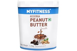 MYFITNESS Chocolate Peanut Butter Smooth 1250gram| 22gram Protein | Tasty & Healthy Nut Butter Spread |Vegan| Dark Chocolate 