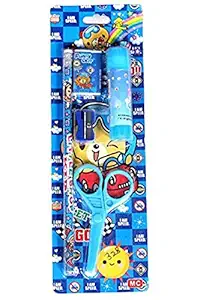 Modstyle School Stationery Kit for Kids (Pencil, Sharpener, Rubber, Glue, Scissor) (Pack of 1, Blue)