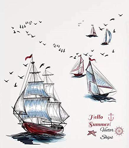 Preisvergleich Produktbild Beyond Wandsticker Segelschiffe Wandtattoo Wandbilder Aufkleber für Kinderzimmer Zimmerdeko Schiff