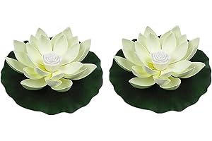 Yeehliny Schwimmende Lotuslichter, LED Wasserdichte Solar Seerosen Schwimmende solarleuchten Lotusblumen-Nachtlampe Lotusblüte Lotusblatt Teichlicht für Pool Teich Garten Deko (28CM-2PC-Weiß)