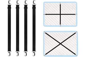 FOGARI Bettlakenspanner Verstellbar, 4 Stück Spanner für Bettlaken Elastische Betttuch Spanngurte mit Metallclip für Bettlaken Matratze Bügelbrett Oder Sofa (Schwarz, 50-200cm)