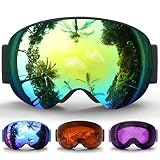 4.[Cómodo OTG (sobre las gafas) Diseño] Las gafas OTG están diseñadas específicamente para permitir que sus hijos usen anteojos recetados sobre las gafas protectoras. El tamaño máximo para gafas graduadas: 4,9 pulgadas de ancho x 1,5 pulgadas de alto. Perfectamente adecuado para niños y niñas de entre 3 y 15 años. Busque edrivetech para comprar gafas de esquí para adultos plateadas / negras / doradas si la circunferencia de la cabeza de su hijo es grande.
